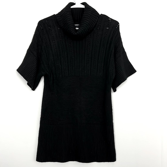 Alfani Sweaters - Alfani Black Knit Cowlneck Sweater Womens Sz P/S Wool Blend Short Sleeve